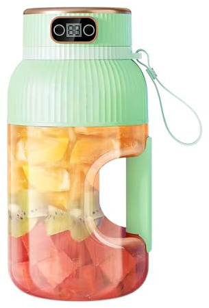 Tazza Frullatore Portatile, 1200ML Spremiagrumi Ricaricabile USB con Display Digitale, Mini Mixer Frutta Elettrica per Cucina, Viaggio, Ufficio, Palestra
