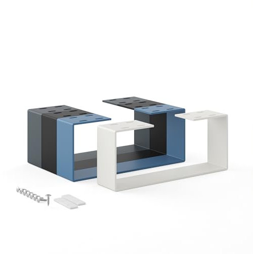 HOLZBRINK Pied de Table en métal Blanc Gris 1 pièce | Support de Table/Cadre pour Table Basse, Table à Manger, Bureau, Banc | Pied Taille: 37x15cm