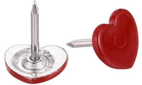 QUARKZMAN 30 Stück Reißnägel Rot, 11mmx12.5mm Flache Kopf Pinnwandnadeln Dekorative Möbel Nägel Daumennagel Reißzwecken für Ziernägel, Zuhause, Büro, Wandbehäng, Möbel Sofa