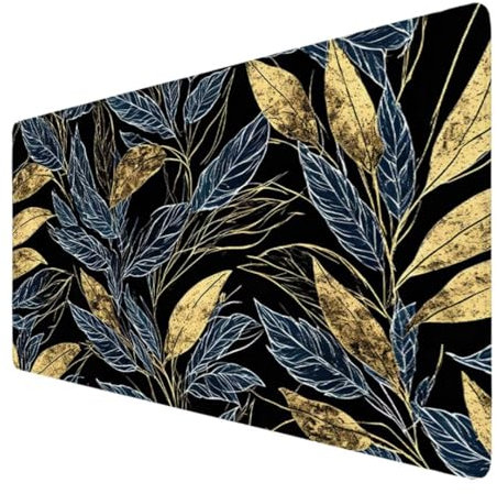 Large Mouse Mat 59x31.5inchx3mm, Extended Mouse Mat Leaves Mouse Pad Black Desk Pad, Mousepad Non Slip Rubber Base,Waterproof Gaming Mouse Mat, for Home Office Laptop & Decor, Woman Gift VO-750