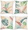Bonhause 4er Set Kissenbezüge Tropische Blätter 45 x 45 cm Bunte Blätter Pflanze Polyester Leinen Dekorative Kissenhülle Zierkissenbezüge für Sofa Wohnzimmer Zuhause Dekoration