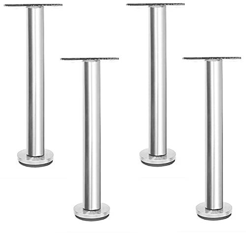 Lot de 4 pieds de meubles réglables en acier inoxydable de 30 cm pour canapé, salle de bain, table basse, meuble TV avec vis incluses