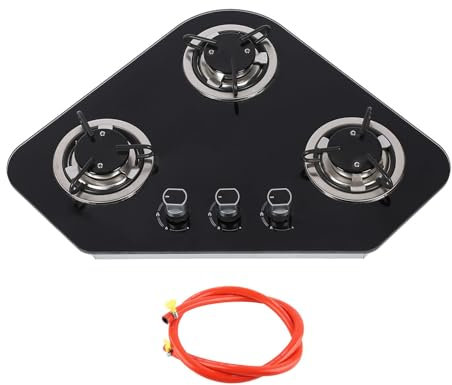 3 Burner Gasherd Kochfeld, Gasherd Top -Glasscheibe Edelstahl 1,8 KW Gaskektop für Boot Caravan RV