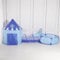 Benebomo 3-in-1 Kinder Spielzelt Set mit Tunnel und Bällebad, Prinzenschloss Design, Blau, Pop-Up Spielhaus für Drinnen