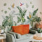 Stickers Muraux Feuilles Tropicales, Autocollants Muraux Feuilles de Palmier Plante Verte Oiseaux, Décoration Murale pour Chambre Salon Salle de Bain