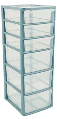 SIDSONS A4 5 & 6 Drawer Storage Unit Clear Plastic Drawer Organizer Home Office School Multi-Purpose Stationery Craft Tool Storage Medium & Deep Drawers (Silver/Clear, A4 3 Deep 3 Shallow Drawers)