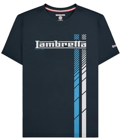 Lambretta Mens Fade Racing Stripes Retro T Shirts (UK, Alpha, 4XL, Regular, Regular, Navy)