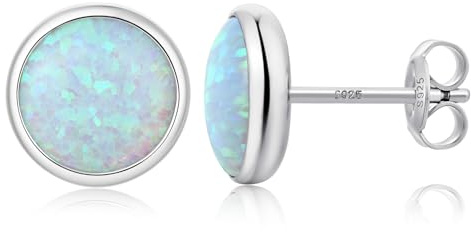 925 Sterling Silber Opal Ohrringe Mehrfarbig Runde Ovale Opal Ohrstecker Hypoallergene Schmuck Geschenke für Damen 5/6/7/8 mm