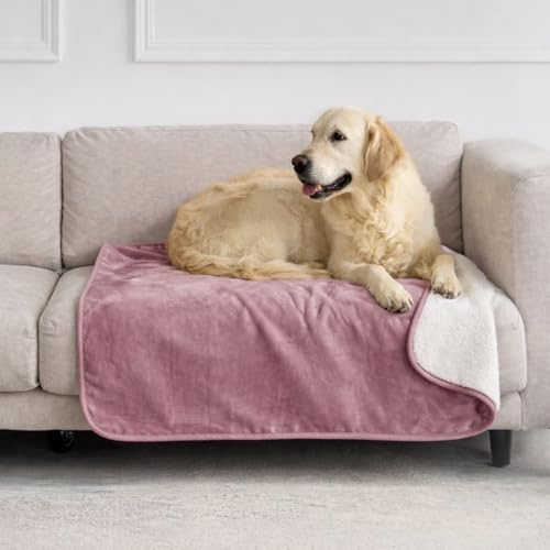 Dreamzie - Plaid Imperméable Chien et Chat - 80x100 cm - Rose Clair