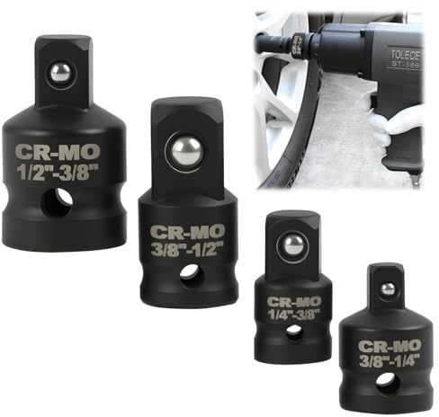 4 PCS Adaptateurs de Douille Set – 1/2→3/8, 3/8→1/2, 1/4→3/8, 3/8→1/4, Adaptateurs pour Clé à Cliquet & Outils à Chocs