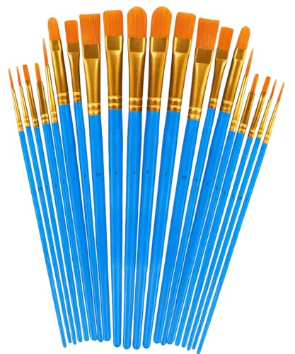 20 Stück Pinselset, Nylon Pinsel, Pinselset-Malen für Aquarell, Acryl & Ölgemälde, 10 Stück Verschiedene Größen Pinsel Set für Künstler, Paint Brush für Anfänger, Künstler