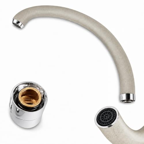 Topolenashop Canna di Ricambio Avena per Rubinetto Cucina 35 x 28,5 cm – Becco Girevole e Direzionabile per Lavelli Monoforo e Miscelatori Compatibili, con Terminali Cromati e Rompigetto | 69246