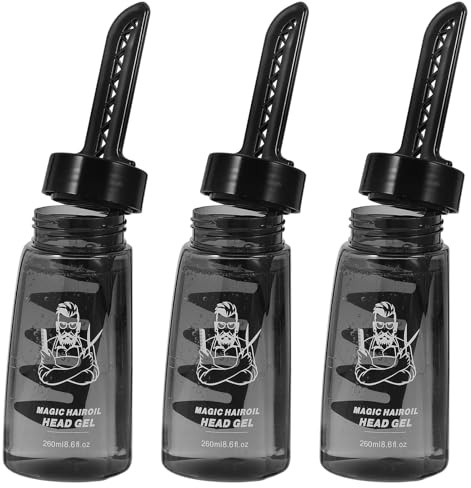 TEHAUX Leere Haargel Flasche mit Applikator und Kamm Wiederbefüllbar Kunststoff 260 Ml für Männer Haarstyling und Friseurbedarf