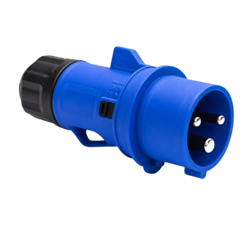 WEBMATEL Clavija Cetac 220V - IP54-2 P+T -32A - Enchufe Macho - Enchufe Industrial 3 Pines Monofásico - Conector Estanco Eléctrico