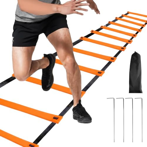 Koordinationsleiter -9m Koordinationsleiter Trainingsleiter Geschwindigkeit | Schnelligkeitsleiter Agility/Speed Ladder mit Tasche Breite von 42cm Hürden Trainieren Kraft AusdauerTechnik zuhause