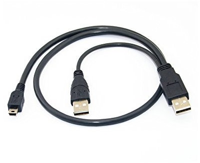 câble double usb alimentation mini usb pour boitier disque dur externe data hdd