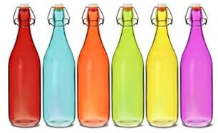 bar@drinkstuff Botellas de cristal con tapa oscilante, 1 l, 12 unidades, multicolor