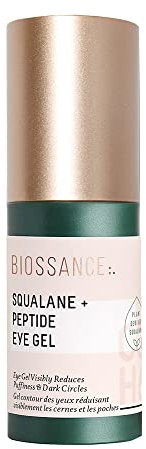 Biossance Squalane + Peptide Eye Gel - Ultra-Hydrating Eye Gel for Puffiness + Dark Circles - No Parabens + Fragrance-Free (15ml)