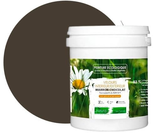 BOX DECO COULEURS Peinture naturelle écologique intérieur extérieur aspect velours Natura - 1L, Marron Chocolat