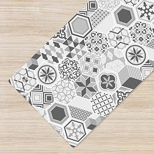 Il Gruppone Passione Casa Tappeto Cucina Antiscivolo Made in Italy Passatoia Antimacchia Multiuso Corridoio Soggiorno Lavabile in Lavatrice - 50x100 - Mattonella Grigia