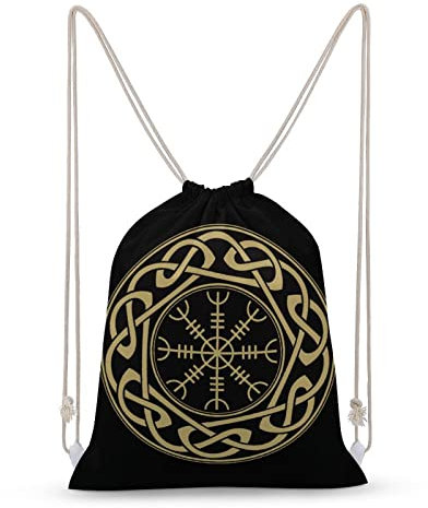 NIBABAEU Rucksack mit Kordelzug, Helm, Awe Terror, isländische Wikinger, große Kapazität, Rucksack, wasserabweisend, Canvas, Sport, Yoga, Turnbeutel für Jungen, Mädchen, Frauen