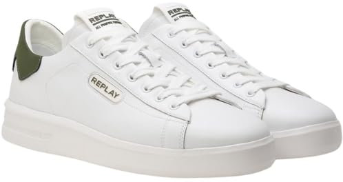 Replay Herren Sneaker aus Leder, Weiß (White Black 062), 43