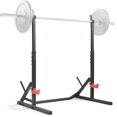 Sunny Health & Fitness Power Cage/Half Rack für das Krafttraining Zuhause | Krafttraining, Power Rack Training, Leg Developer, Klimmzug- und Seilzug Optionen, Scheibenablage, Verstellbarer Widerstand