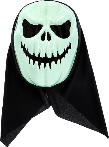 Folat 23877 - Happy Halloween Booo! - Maske Kürbis Halloween Fluoreszierendes Leuchtendes (Glow in The Dark) - gruselige Maske Kostüm für Erwachsene und Kinder Party Dekoration
