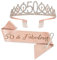JurciCat 50 Geburtstag Frau Deko Schärpe und Tiara Rose Gold Krone Geschenke zum 50. Geburtstag Frau für Birthday Party Decorations