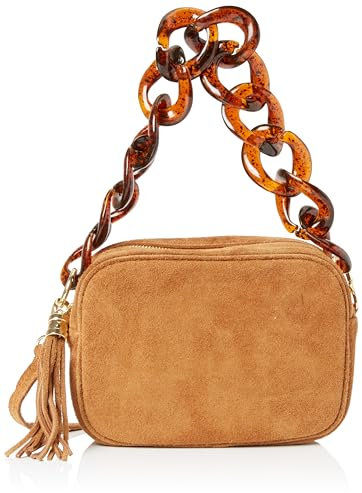 usha FESTIVAL Women's Henkeltasche aus Veloursleder, Kamel