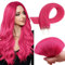 RUNATURE Micro Ring Extensions Echthaar Rosa 50cm Micro Beads Extensions Echthaar Glatt Micro Haarverlängerung Extensions Echthaar Rosa Micro Hair Extensions 25g #Hot Pink
