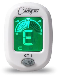 Carry-on CT-1 Chromatisches Stimmgerät für Gitarre, Bass, Ukulele C mit schwenkbarem LCD-Bildschirm, Weiß