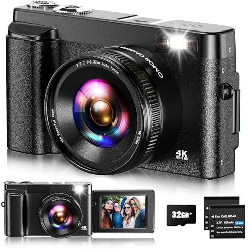 Digital Camera,4K 48MP UHD Autofocus Video Camera with 32G Card,Compact Digital Camera with 3.0 inch 180° Flip Screen,Vlogging Camera for Youtube with 16X Digital Zoom for Teenagers, Beginners,Adults