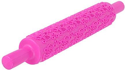 Aoveew Rouleau à pâtisserie gravé en Relief pour décoration de gâteaux, Outils de Cuisson avec Motifs Uniques, sécurité de qualité Alimentaire (N°12 Rose)