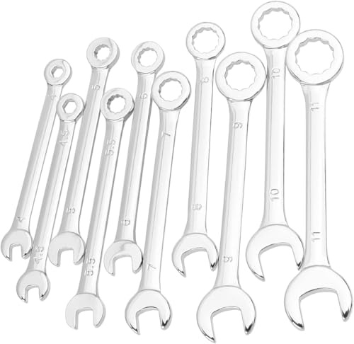 HaoTrade Mini-Ringmaulschlüssel-Set, 10 Stück, 4-11 mm | Ratschenschlüssel Set, Metrisches, Gabelschlüssel offenes Ende und Kastenende für die Montage von Möbeln, kleinen Geräten