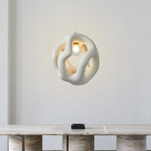 NOCHX Moderne Weiße Pendelleuchte 17.7 Zoll Japanische Wabi Sabi Pendelleuchte Höhenverstellbar E27 Sockel Für Schlafzimmer Esszimmer Flur Wohnzimmer Küche Cafe (Glühbirne Nicht Enthalten)