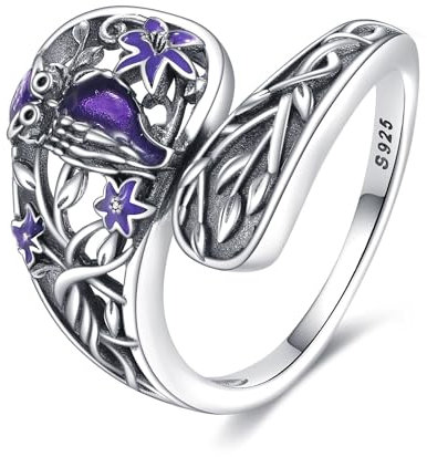 Vadmans Owl Spoon Ring Sterling Silver Adjustable Owl Ring Owls Jewellery Gifts for Women Wife Mother