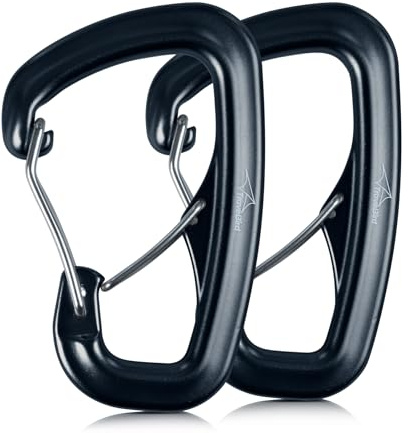Travel Bird 2 Stück Karabiner, Gefederter Verschluss Karabinerhaken, 8 KN 800kg Belastbarkeit, Aluminiumkarabiner mit Doppeltür-B-Ring-Form, für Hängematte, Camping, Wandern, Rucksack