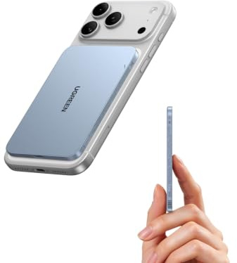 UGREEN MagFlow Air Ultra-Slim 5000mAh Magnetic Power Bank Qi2 15W, Blue | Wireless Fast Charging Mobile Phone Portable Charger PD 20W USB-C Battery Pack MagSafe Compatible For iPhone 17-12