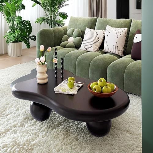 FeiZhiYanS Cloud Couchtisch, Mid-Century Modern, unregelmäßig, süß, Bauernhaus, asymmetrischer Industrie-Mitteltisch aus Holz mit stabilen Beinen, für das Wohnzimmer Einer Wohnung (F100CM)