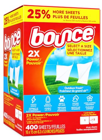 Bounce 2X Power Dryer Sheets, Outdoor Fresh, 400 Sheets