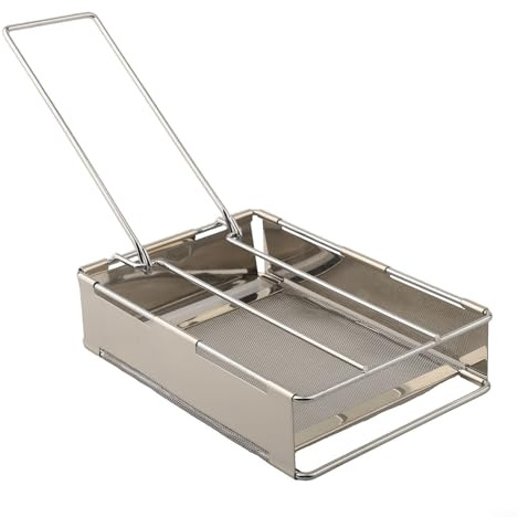 SiSinkal Faltbare Brot-Toaster Platte aus Edelstahl mit Gitterrost für gleichmäßige Wärmeverteilung, Camping-Toaster für Picknicks im Freien, Wandern und Reisen Kochen