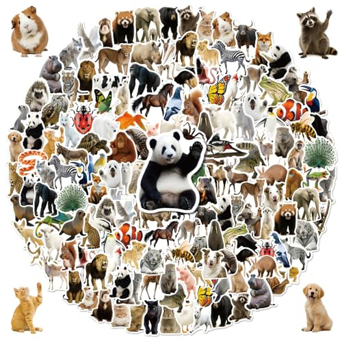 Anwyll 300Pcs Animal Stickers for Kid - Cute Animal Water Bottle Stickers Waterproof Vinyl Animals Sticker Self Adhesive Pet Reward Sticker for Baby Teacher Classroom Sufari Party Back to School Decor