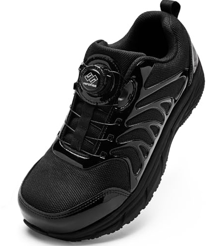 NIFOFISE Wide Fit Safety Trainers Men Women, Steel Toe Cap Trainers with Quick-Fit Dial Lacing, Lightweight Breathable Wide Toe Box Safety Shoes, Alternative to Work Boots