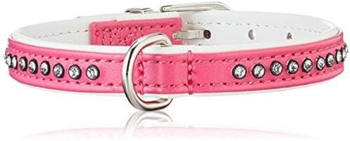 HUNTER MODERN ART LUXUS Hundehalsband, Kunstleder, Strasssteinchen, 32 (XS), pink/weiß