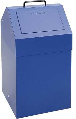 Kaiser + Kraft Wertstoffbehälter mit Einwurfklappe | Volumen 45 l, BxHxT 320 x 650 x 310 mm, stationär, blau RAL 5010