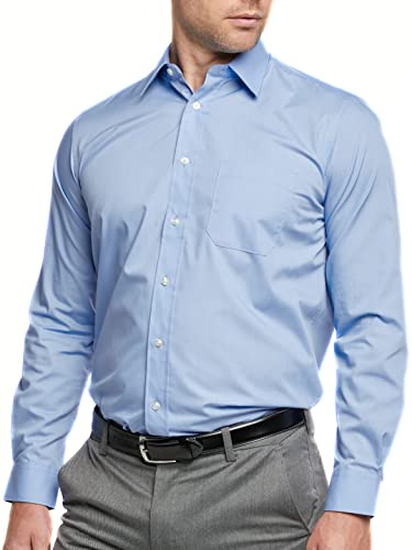 Double TWO Men's Long Sleeve Dress Shirt - Classic Fit, Easy-Care, Shirt | Dress Shirt for Business and Formal Wear with Classic Collar and Pocket