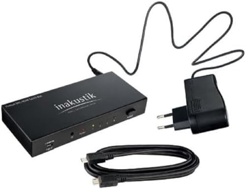 inakustik – 00424505 – Premium MHL-HDMI Switchbox | Für den Anschluss von DREI HDMI Quellen und einem mobilen Gerät (MHL) an einen HDMI Empfänger | Box in Schwarz | Full HD 1080p