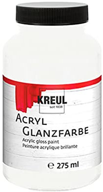 KREUL 79001 - Acryl Glanzfarbe, 275 ml Kunststoffglas in weiß, glänzend-glatte Acrylfarbe zum Anmalen und Basteln, auf Wasserbasis, speichelecht, schnelltrocknend und deckend