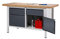 RAU | Werkbank | Gestellbauweise | 2 Schubladen | 2 Türen | Plattenbreite 1500 mm | anthrazit-metallic
